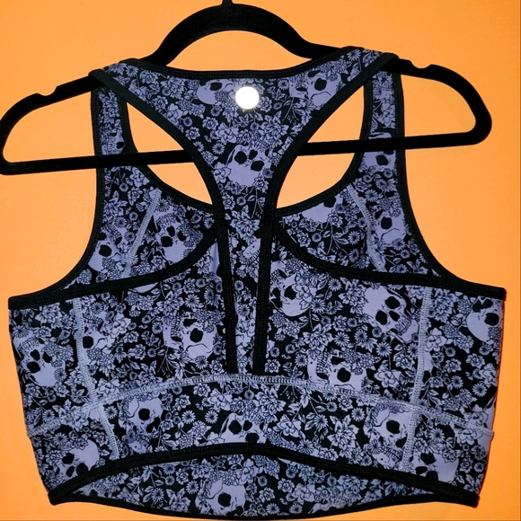 Racerback Torrid Black Purple Skull Floral Wicking Active Bra - Picture 9 of 14